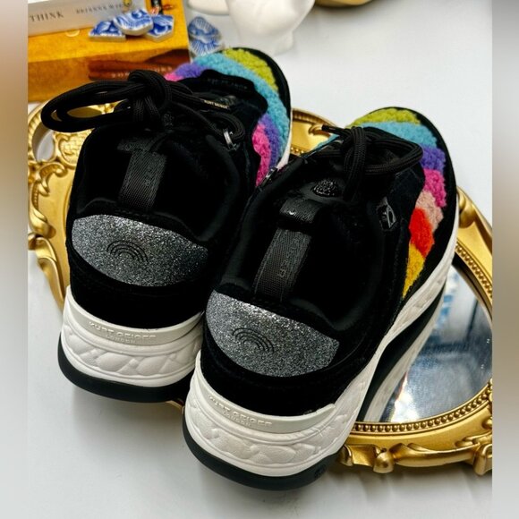 🆕 KURT GEIGER LONDON 🧿 NWOB Kensington Sneaker, Black Suede Multi Sherpa, 35.5 - Picture 6 of 14